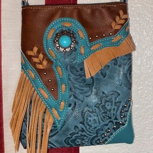 Western Crossbody Purse with Turquoise Details